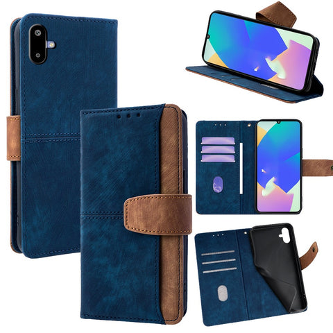 For Samsung Galaxy F06 5G Case RFID Blocking Color Splicing PU Leather Wallet Phone Cover