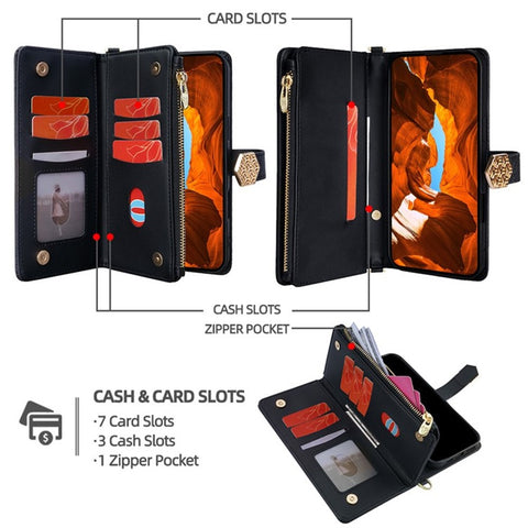 For Samsung Galaxy F06 5G Case Cross Texture PU Leather+TPU Wallet Phone Cover with Strap