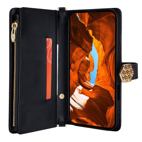For Samsung Galaxy F06 5G Case Cross Texture PU Leather+TPU Wallet Phone Cover with Strap