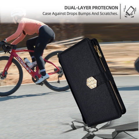 For Samsung Galaxy F06 5G Case Cross Texture PU Leather+TPU Wallet Phone Cover with Strap