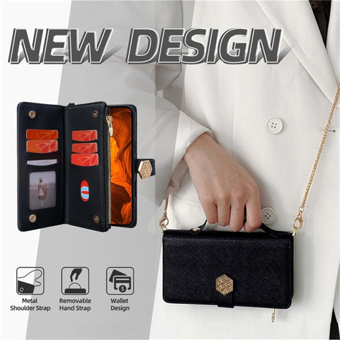 For Samsung Galaxy F06 5G Case Cross Texture PU Leather+TPU Wallet Phone Cover with Strap
