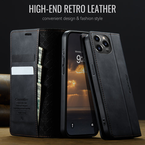 CASEME For iPhone 12 Pro Max 6.7 inch Case  033 Series RFID Blocking Wallet Stand Calf Texture Leather Phone Cover