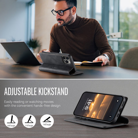 CASEME For iPhone 12 Pro Max 6.7 inch Case  033 Series RFID Blocking Wallet Stand Calf Texture Leather Phone Cover