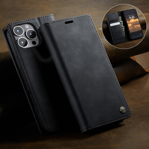 CASEME For iPhone 12 Pro 6.1 inch / iPhone 12 6.1 inch Case  033 Series RFID Blocking Wallet Stand Calf Texture Leather Phone Cover