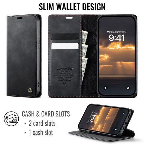 CASEME For iPhone 12 Pro 6.1 inch / iPhone 12 6.1 inch Case  033 Series RFID Blocking Wallet Stand Calf Texture Leather Phone Cover