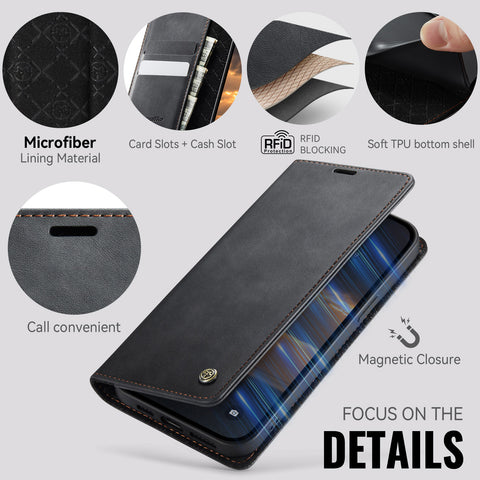 CASEME For iPhone 12 Pro 6.1 inch / iPhone 12 6.1 inch Case  033 Series RFID Blocking Wallet Stand Calf Texture Leather Phone Cover