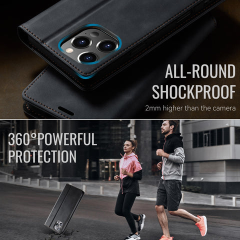 CASEME For iPhone 12 Pro 6.1 inch / iPhone 12 6.1 inch Case  033 Series RFID Blocking Wallet Stand Calf Texture Leather Phone Cover