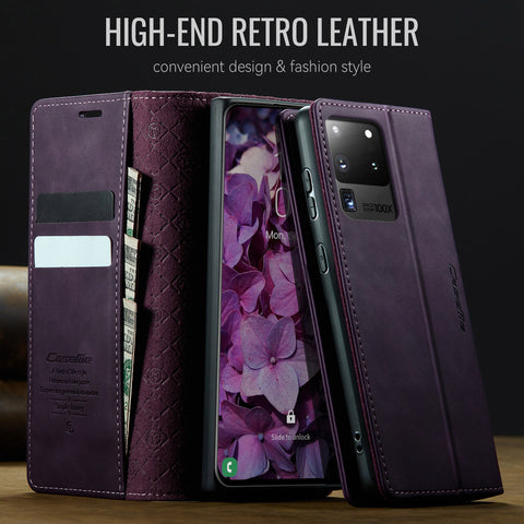 CASEME For Samsung Galaxy S20 Ultra Case  033 Series RFID Blocking Wallet Stand Calf Texture Leather Phone Cover
