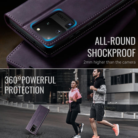 CASEME For Samsung Galaxy S20 Ultra Case  033 Series RFID Blocking Wallet Stand Calf Texture Leather Phone Cover