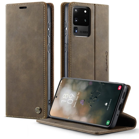 CASEME For Samsung Galaxy S20 Ultra Case  033 Series RFID Blocking Wallet Stand Calf Texture Leather Phone Cover