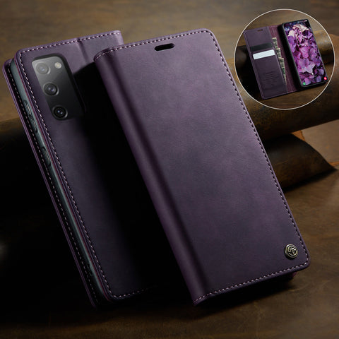 CASEME For Samsung Galaxy S20 FE Case  033 Series RFID Blocking Wallet Stand Calf Texture Leather Phone Cover