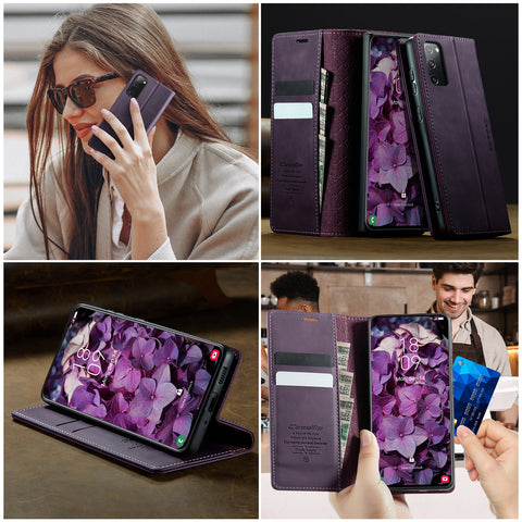 CASEME For Samsung Galaxy S20 FE Case  033 Series RFID Blocking Wallet Stand Calf Texture Leather Phone Cover