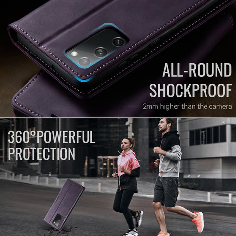 CASEME For Samsung Galaxy S20 FE Case  033 Series RFID Blocking Wallet Stand Calf Texture Leather Phone Cover
