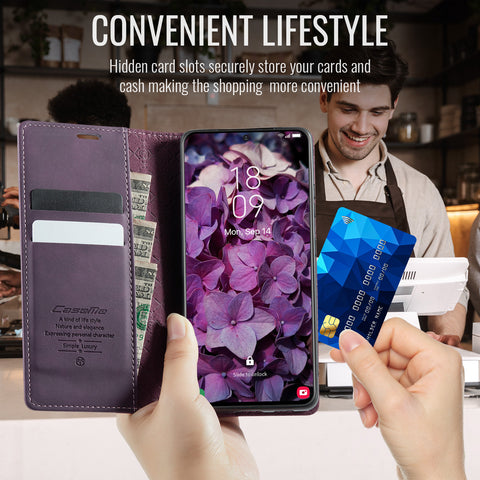CASEME For Samsung Galaxy S20 FE Case  033 Series RFID Blocking Wallet Stand Calf Texture Leather Phone Cover