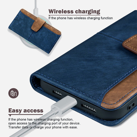 For Samsung Galaxy S23 Ultra Case RFID Blocking Color Splicing PU Leather Wallet Phone Cover