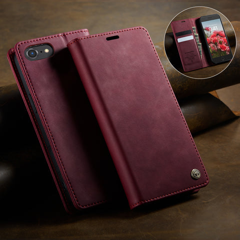 CASEME For iPhone 7 4.7 inch / iPhone 8 4.7 inch / iPhone SE (2020) / iPhone SE (2022) / iPhone 6 4.7-inch Case  033 Series RFID Blocking Wallet Stand Calf Texture Leather Phone Cover