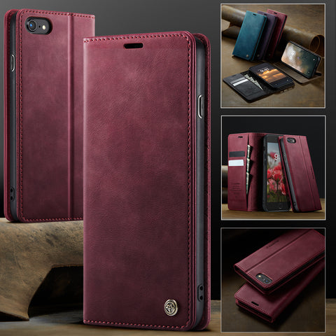 CASEME For iPhone 7 4.7 inch / iPhone 8 4.7 inch / iPhone SE (2020) / iPhone SE (2022) / iPhone 6 4.7-inch Case  033 Series RFID Blocking Wallet Stand Calf Texture Leather Phone Cover