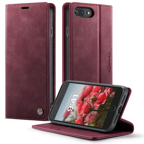 CASEME For iPhone 7 Plus 5.5 inch / iPhone 8 Plus 5.5 inch / iPhone 6 Plus 5.5 inch Case  033 Series RFID Blocking Wallet Stand Calf Texture Leather Phone Cover