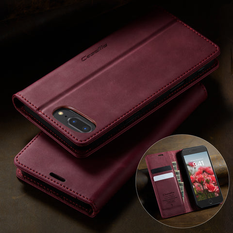 CASEME For iPhone 7 Plus 5.5 inch / iPhone 8 Plus 5.5 inch / iPhone 6 Plus 5.5 inch Case  033 Series RFID Blocking Wallet Stand Calf Texture Leather Phone Cover