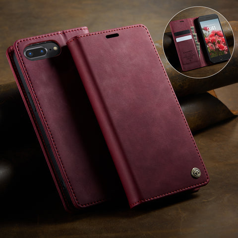 CASEME For iPhone 7 Plus 5.5 inch / iPhone 8 Plus 5.5 inch / iPhone 6 Plus 5.5 inch Case  033 Series RFID Blocking Wallet Stand Calf Texture Leather Phone Cover