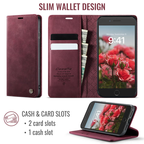 CASEME For iPhone 7 Plus 5.5 inch / iPhone 8 Plus 5.5 inch / iPhone 6 Plus 5.5 inch Case  033 Series RFID Blocking Wallet Stand Calf Texture Leather Phone Cover