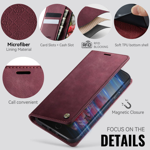 CASEME For iPhone 7 Plus 5.5 inch / iPhone 8 Plus 5.5 inch / iPhone 6 Plus 5.5 inch Case  033 Series RFID Blocking Wallet Stand Calf Texture Leather Phone Cover
