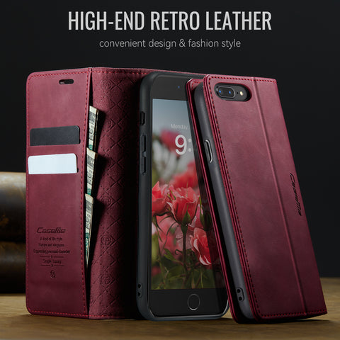 CASEME For iPhone 7 Plus 5.5 inch / iPhone 8 Plus 5.5 inch / iPhone 6 Plus 5.5 inch Case  033 Series RFID Blocking Wallet Stand Calf Texture Leather Phone Cover