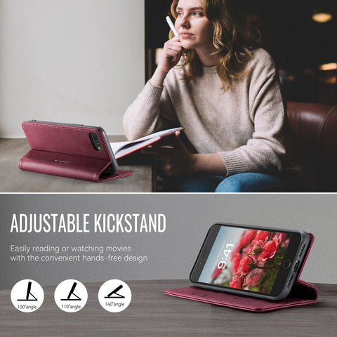 CASEME For iPhone 7 Plus 5.5 inch / iPhone 8 Plus 5.5 inch / iPhone 6 Plus 5.5 inch Case  033 Series RFID Blocking Wallet Stand Calf Texture Leather Phone Cover