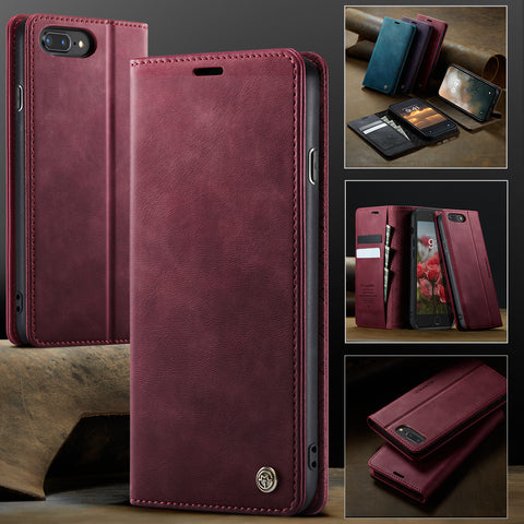 CASEME For iPhone 7 Plus 5.5 inch / iPhone 8 Plus 5.5 inch / iPhone 6 Plus 5.5 inch Case  033 Series RFID Blocking Wallet Stand Calf Texture Leather Phone Cover