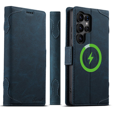 SUTENI J07 For Samsung Galaxy S23 Ultra Magnetic Case Litchi Texture Leather Wallet Phone Cover