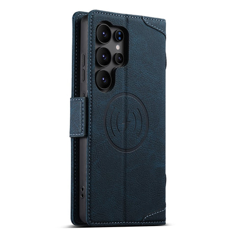 SUTENI J07 For Samsung Galaxy S23 Ultra Magnetic Case Litchi Texture Leather Wallet Phone Cover