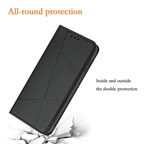 For Xiaomi Redmi Note 14 4G (163.25mm) Wallet Case Line Imprinted Leather Stand Phone Cover with Wrist Strap