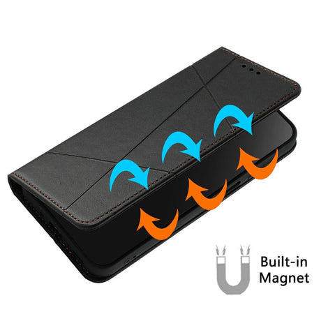 For Xiaomi Redmi Note 14 4G (163.25mm) Wallet Case Line Imprinted Leather Stand Phone Cover with Wrist Strap
