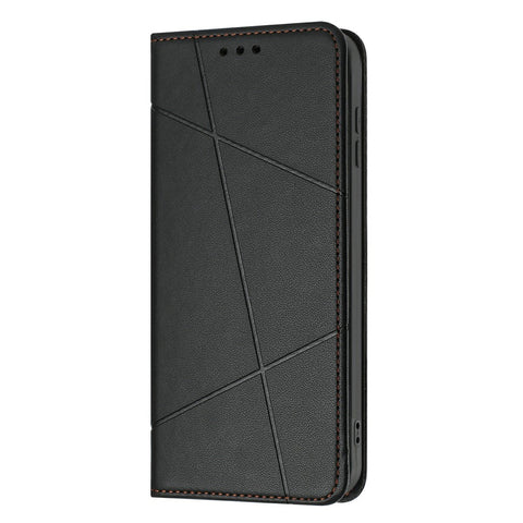 For Xiaomi Redmi Note 14 4G (163.25mm) Wallet Case Line Imprinted Leather Stand Phone Cover with Wrist Strap