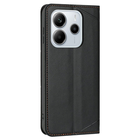 For Xiaomi Redmi Note 14 4G (163.25mm) Wallet Case Line Imprinted Leather Stand Phone Cover with Wrist Strap