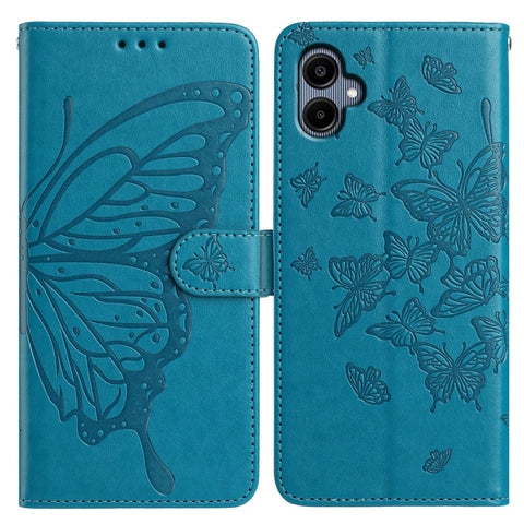 For Samsung Galaxy A06 5G / A06 4G Case Butterfly Imprinted Wallet Stand PU Leather Flip Phone Cover with Strap