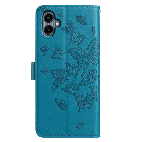 For Samsung Galaxy A06 5G / A06 4G Case Butterfly Imprinted Wallet Stand PU Leather Flip Phone Cover with Strap