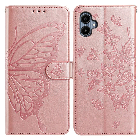 For Samsung Galaxy A06 5G / A06 4G Case Butterfly Imprinted Wallet Stand PU Leather Flip Phone Cover with Strap