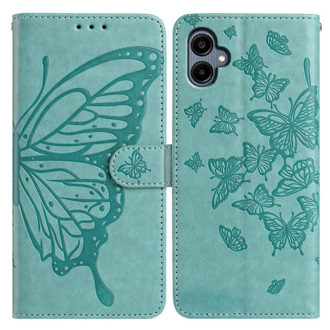 For Samsung Galaxy A06 5G / A06 4G Case Butterfly Imprinted Wallet Stand PU Leather Flip Phone Cover with Strap