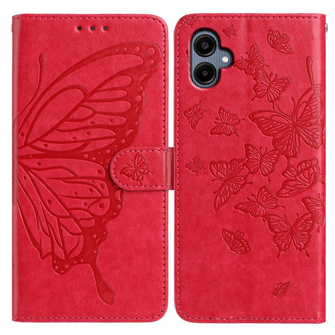 For Samsung Galaxy A06 5G / A06 4G Case Butterfly Imprinted Wallet Stand PU Leather Flip Phone Cover with Strap