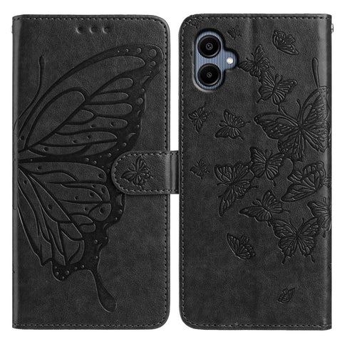 For Samsung Galaxy A06 5G / A06 4G Case Butterfly Imprinted Wallet Stand PU Leather Flip Phone Cover with Strap