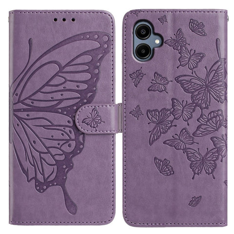 For Samsung Galaxy A06 5G / A06 4G Case Butterfly Imprinted Wallet Stand PU Leather Flip Phone Cover with Strap