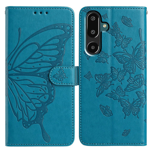For Samsung Galaxy M16 5G / F16 5G Case Butterfly Imprinted Wallet Stand PU Leather Flip Phone Cover with Strap