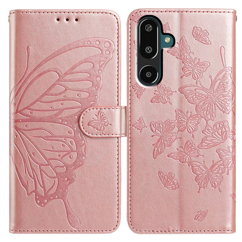 For Samsung Galaxy M16 5G / F16 5G Case Butterfly Imprinted Wallet Stand PU Leather Flip Phone Cover with Strap