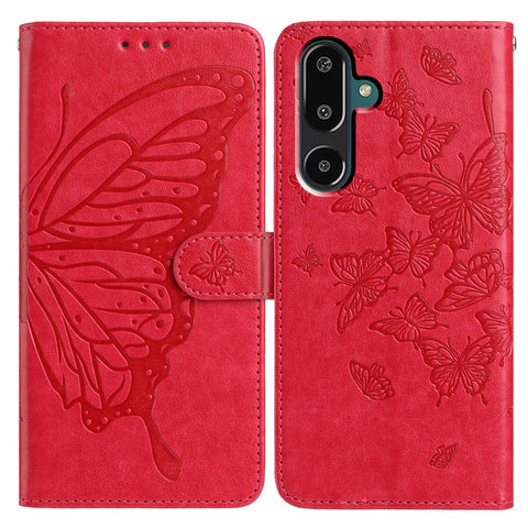 For Samsung Galaxy M16 5G / F16 5G Case Butterfly Imprinted Wallet Stand PU Leather Flip Phone Cover with Strap