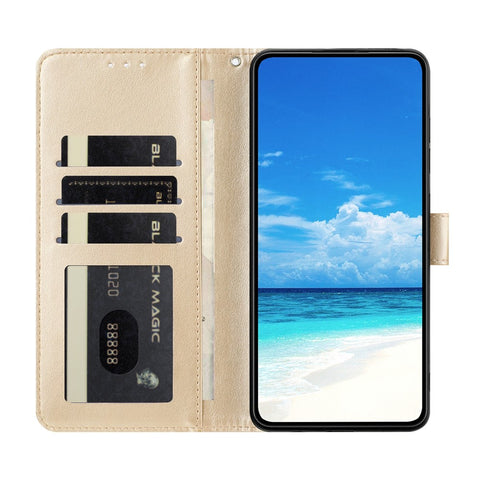 For Xiaomi Redmi Note 14 4G (163.25mm) Case Butterfly Imprinted Wallet Stand PU Leather Flip Phone Cover with Strap