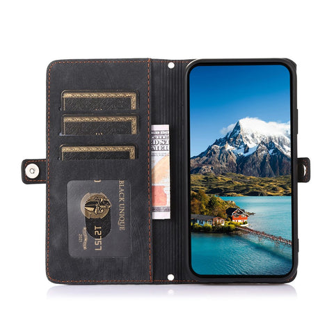 For Xiaomi 14T Pro Case Zipper Pocket 9 Card Slots PU Leather Phone Cover with Wrist Strap