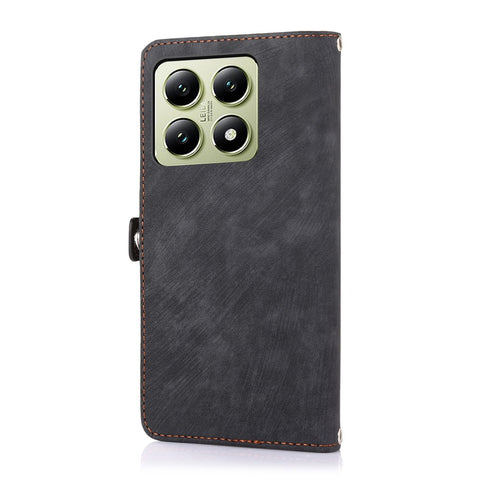 For Xiaomi 14T Pro Case Zipper Pocket 9 Card Slots PU Leather Phone Cover with Wrist Strap