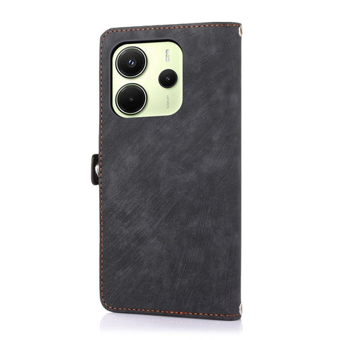 For Xiaomi Redmi Note 14 4G (163.25mm) Case Zipper Pocket 9 Card Slots PU Leather Phone Cover with Wrist