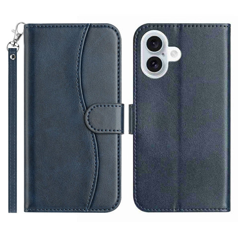 Stand Case for iPhone 17 PU Leather Wallet Phone Cover S Shape Stitching Design with Strap